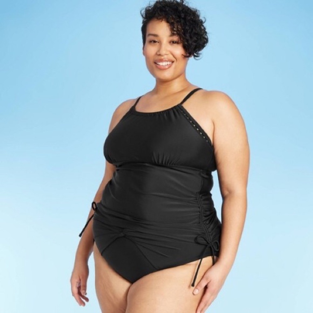Kona Sol Plus Size Black Tankini top